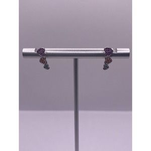3 Drop Multiple Size Heart Multiple Color CZ Sterling Silver Earrings
